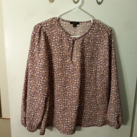 J. Crew Women's M Top Brown Floral Print Keyhole Neck Blouse Shirt  J.crew - Picture 3 of 10